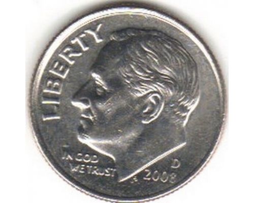 1 дайм 10 центов 2008 D года США
