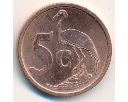 5 центов 2002 год ЮАР Журавль