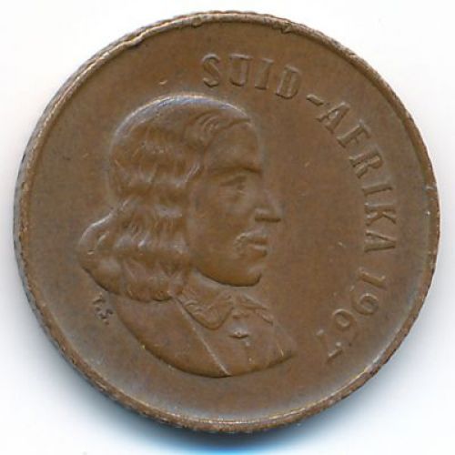 1 цент 1967 год ЮАР Птицы Йохан Антонисзон ван Рибек SUID AFRICA