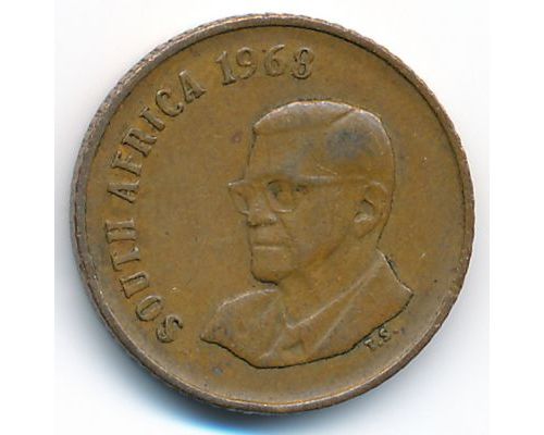 1 цент 1968 год ЮАР Чарльз Роббертс Сварт South Afrika