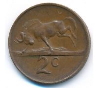 2 цента 1967 год ЮАР Антилопа Гну Йохан Антонисзон ван Рибек SUID AFRICA