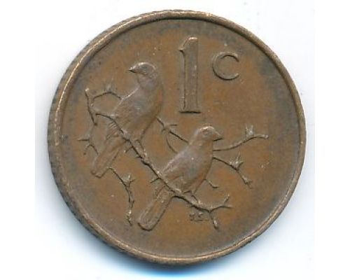 1 цент 1966 год ЮАР Птицы Йохан Антонисзон ван Рибек SUID AFRICA