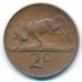 2 цента 1966 год ЮАР Антилопа Гну Йохан Антонисзон ван Рибек South AFRICA
