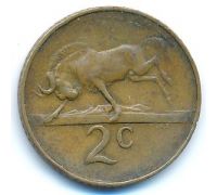 2 цента 1965 год ЮАР Антилопа Гну Йохан Антонисзон ван Рибек SUID AFRICA