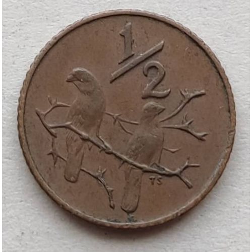 1/2 цента 1970 год ЮАР. Птицы