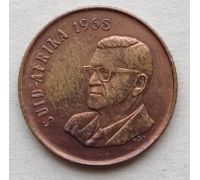 2 цента 1968 год ЮАР Антилопа Гну Чарльз Роббертс Сварт SUID-AFRIKA