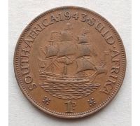 1 пенни 1943 год ЮАР Георг VI
