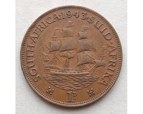 1 пенни 1943 год ЮАР Георг VI