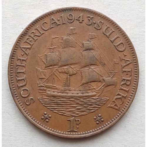 1 пенни 1943 год ЮАР Георг VI