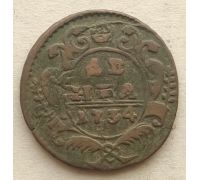 Деньга 1734 год Анна Иоанновна Денга Царская Россия