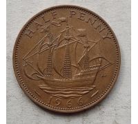 1/2 пенни 1966 год Великобритания half penny Елизавета II