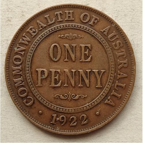 1 пенни 1922 год Австралия