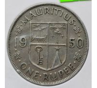 1 рупия 1950 год Маврикий Георг VI в держателе