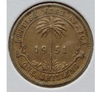 1 шиллинг 1951 год Британская Западная Африка Георг VI  в держателе