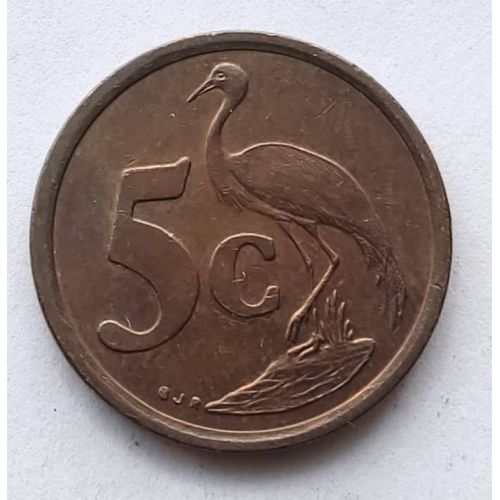 5 центов 1997 год ЮАР Журавль