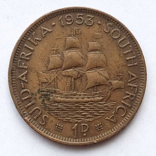 1 пенни 1953 год ЮАР (Британская Южная Африка) Дромедарис