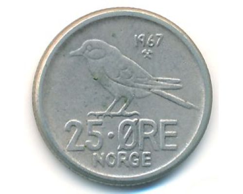 25 эре 1967 год Норвегия Птица