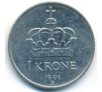 1 крона 1991 год Норвегия