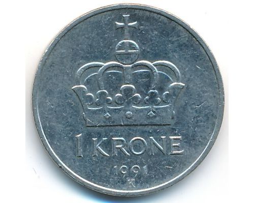 1 крона 1991 год Норвегия