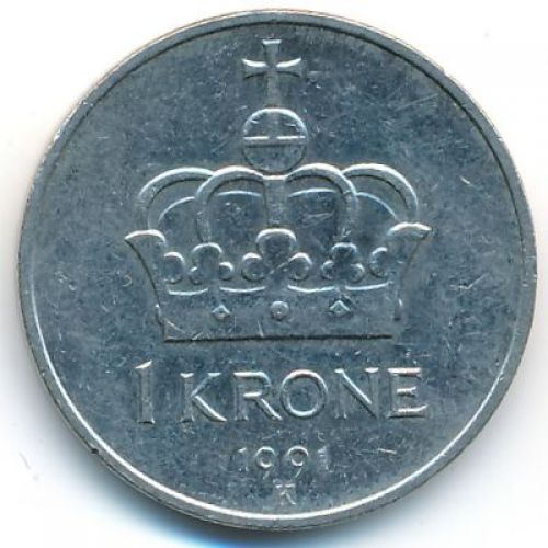 1 крона 1991 год Норвегия