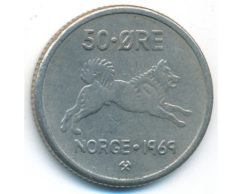 50 эре 1969 год Норвегия Собака