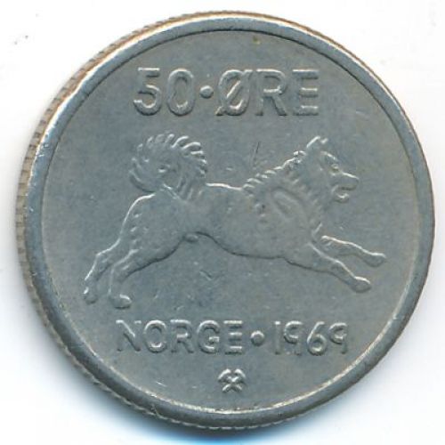 50 эре 1969 год Норвегия Собака