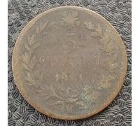 5 чентезимо 1861 год M Италия Виктор Эммануил II #2