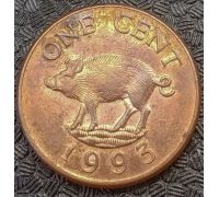 1 цент 1993 год Бермудские острова Бермуды Кабан