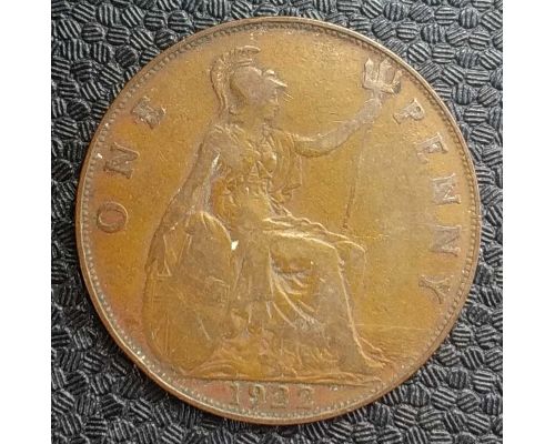 1 пенни 1922 год Великобритания, one penny Георг V