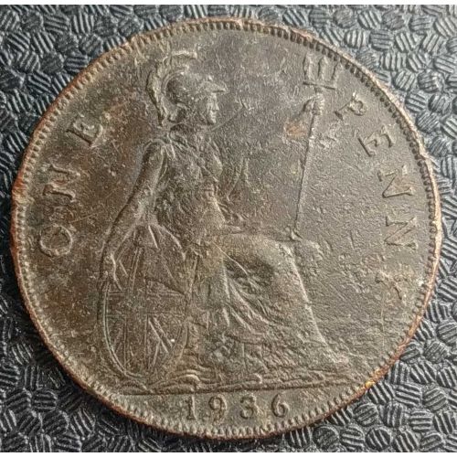 1 пенни 1936 год Великобритания one penny Георг V №2