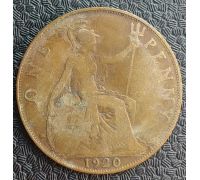 1 пенни 1920 год Великобритания one penny Георг V