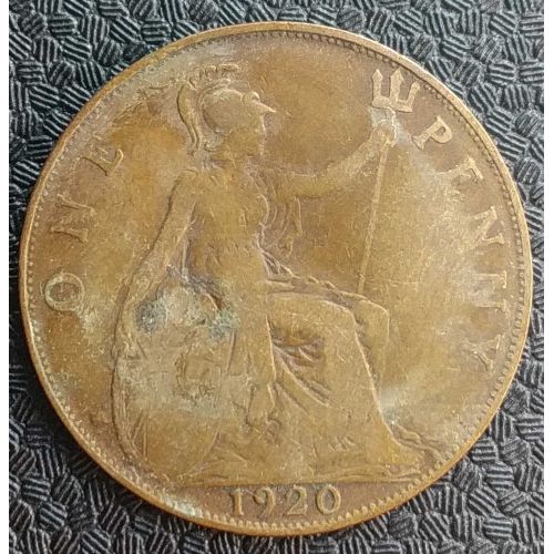 1 пенни 1920 год Великобритания one penny Георг V