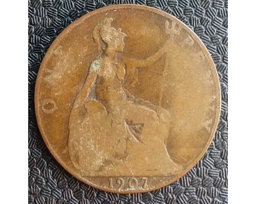 1 пенни 1907 год Великобритания Эдвард 7