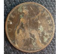 1 пенни 1899 год Великобритания one penny Королева Виктория