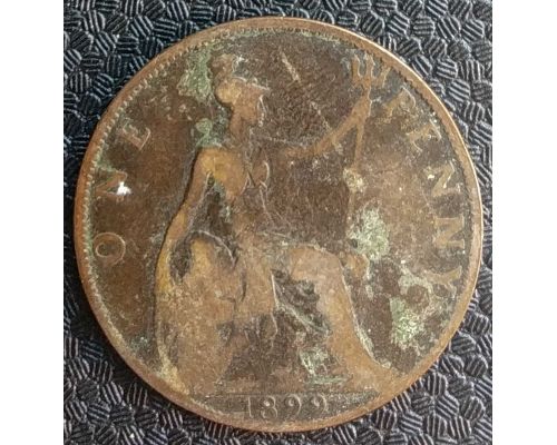 1 пенни 1899 год Великобритания one penny Королева Виктория
