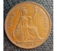1 пенни 1936 год Великобритания one penny Георг VI