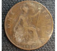 1 пенни 1916 год Великобритания one penny Георг V №3