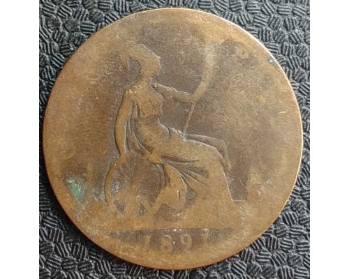 1 пенни 1891 год Великобритания, one penny Королева Виктория