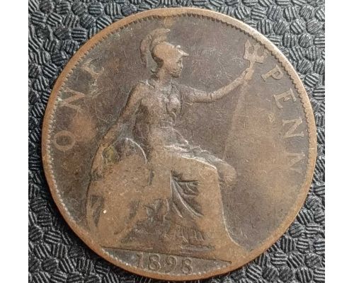 1 пенни 1898 год Великобритания, one penny Королева Виктория