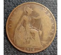 1 пенни 1918 год Великобритания one penny Георг V