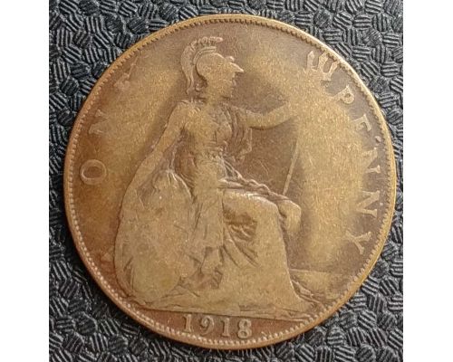 1 пенни 1918 год Великобритания one penny Георг V