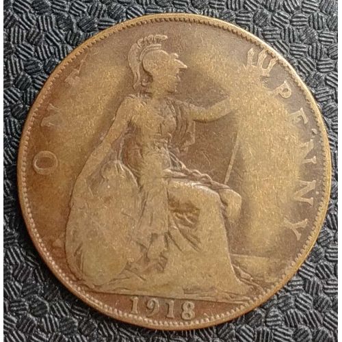 1 пенни 1918 год Великобритания one penny Георг V