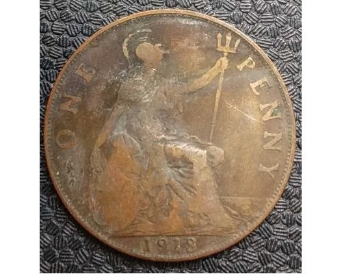 1 пенни 1918 год Великобритания one penny Георг V №2