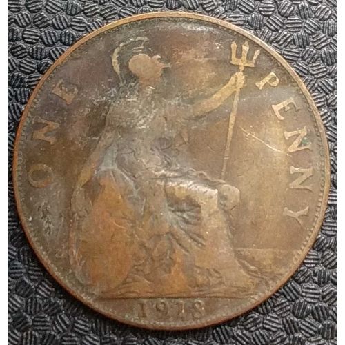 1 пенни 1918 год Великобритания one penny Георг V №2