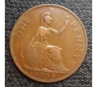 1 пенни 1938 год Великобритания, one penny Георг VI