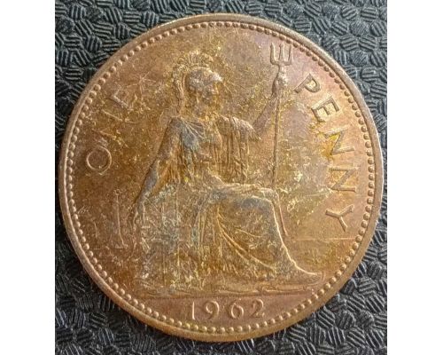 1 пенни 1962 год Великобритания one penny Елизавета II