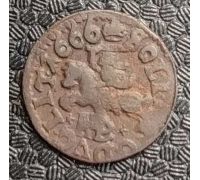 1 солид БОРАТИНКА 1666 год Речь Посполитая Ян Казимир Всадник