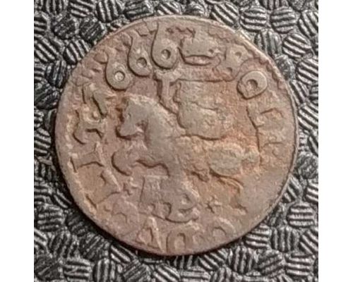 1 солид БОРАТИНКА 1666 год Речь Посполитая Ян Казимир Всадник