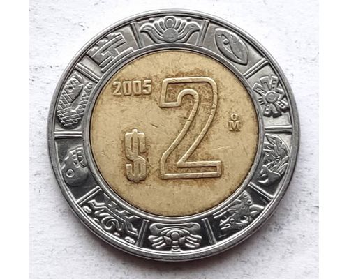 2 новых песо 2005 год Мексика