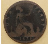 1 пенни 1879 год Великобритания, one penny Королева Виктория